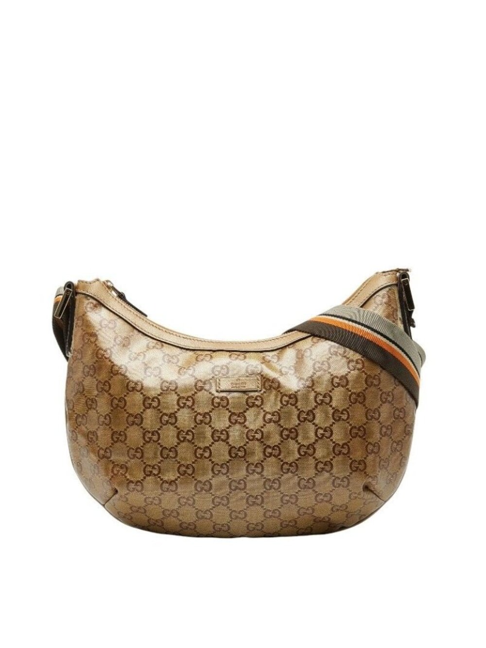 Gucci GG Crystal Sherry Line Crossbody Bag Gold Brown Gray